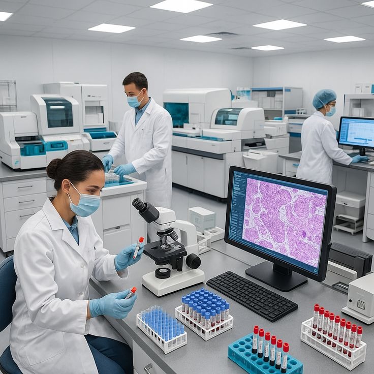 Finder Pharma research scientists analyzing samples in advanced laboratory